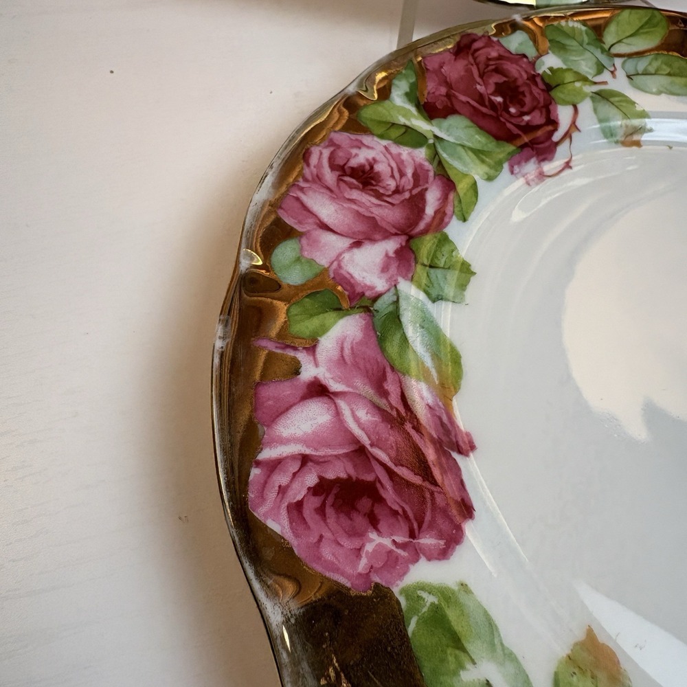 Victoria Austria English Rose And Gold Banded Border 10" Dinner Plates (2) - Picture 7 of 12